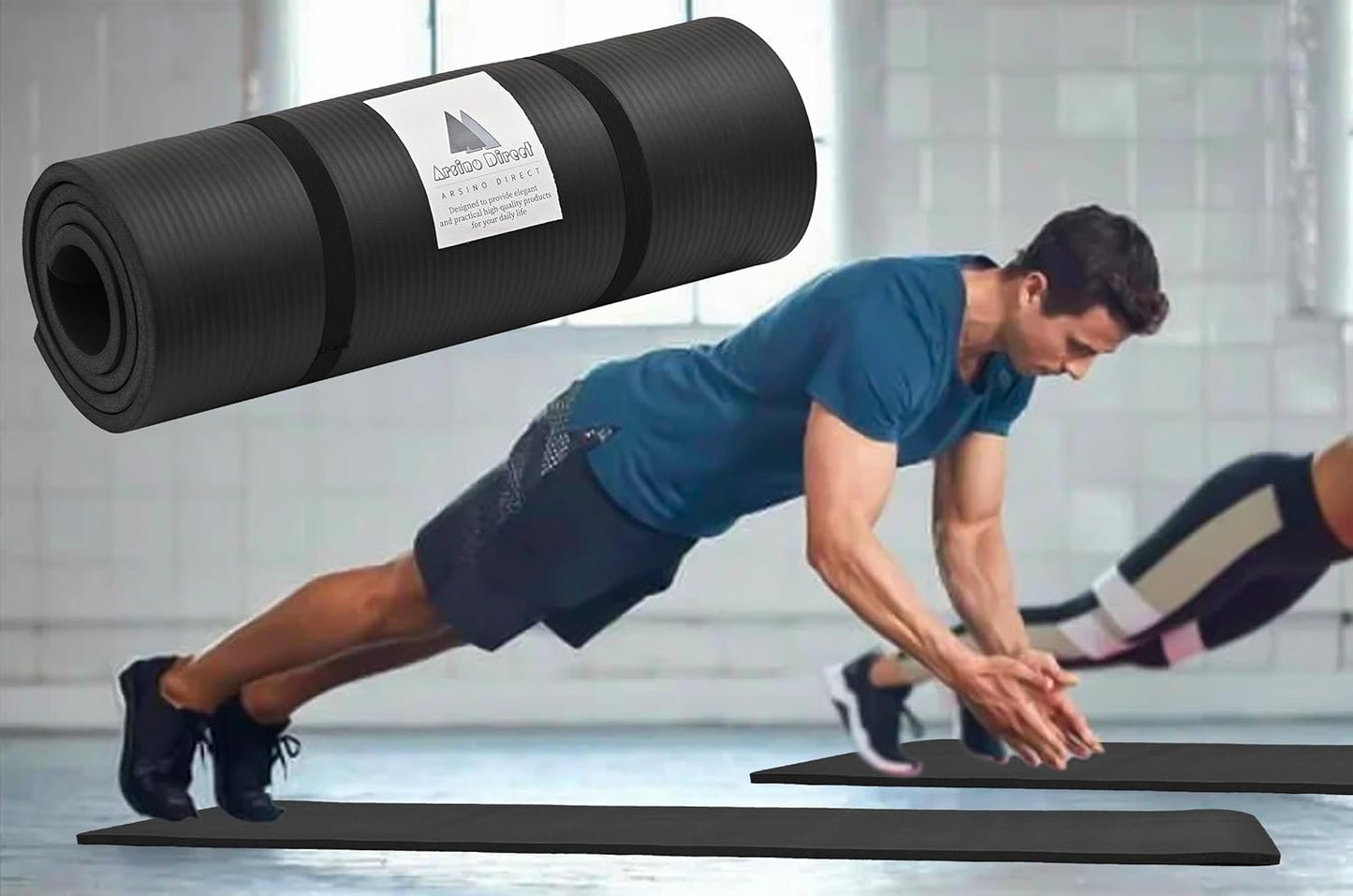 1/2 Inch Thickness Exercise Mat, Anti-Tear and Anti-slip Exercise Yoga Mat High Density with Carrying Strap, Suitable for Various Exercises Indoor and Outdoor