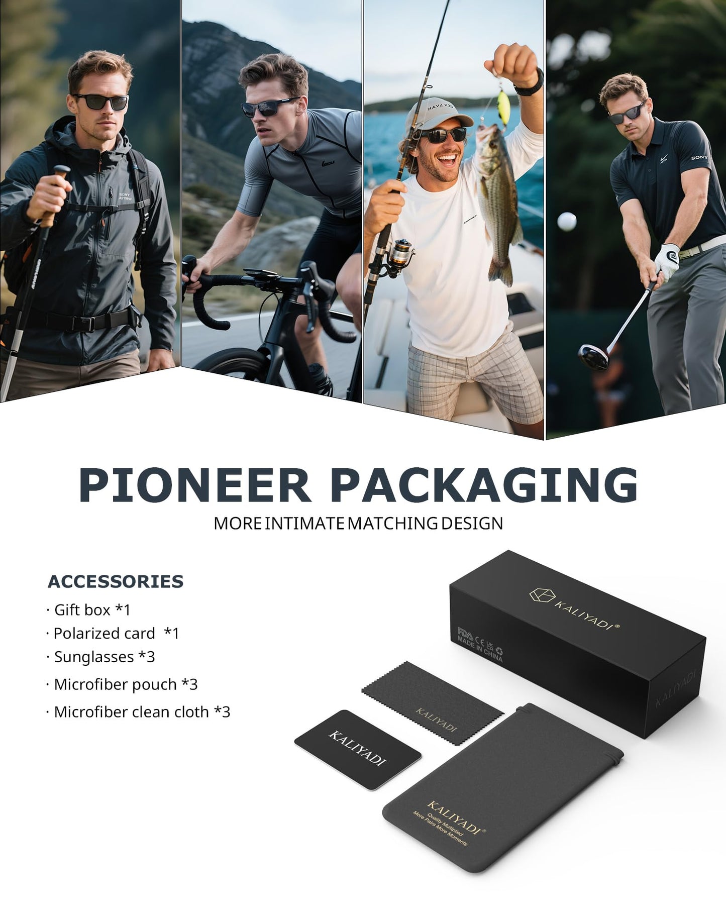 KALIYADI Mens-Sunglasses Polarized Sunglasses-Men Women: Classic Sun glasses with UV400 Protection for Driving Golf Fishing