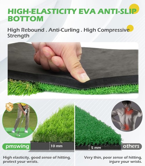 Golf Mat: 5x4ft Thickening Golf Hitting Mat for Indoor Outdoor,3-In-1 Pro Tri-Turf Practice Mat, Golf Training Aids Mat with Pro Rough Turf|Fairway Turf|Nylon Turf for More Professional Chipping Swing
