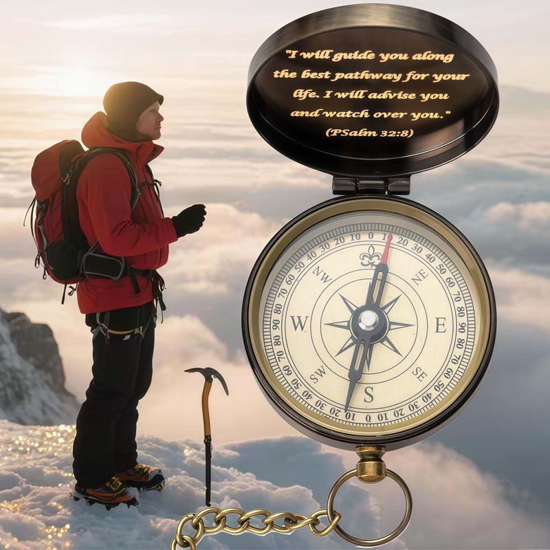 God's Guide & Blessing Compass, Trust in The Lord Compass, Wood Box Greeting, Inspirational Gift Men, Christian Boys Baptism Gifts, Graduation Day with Wooden Box