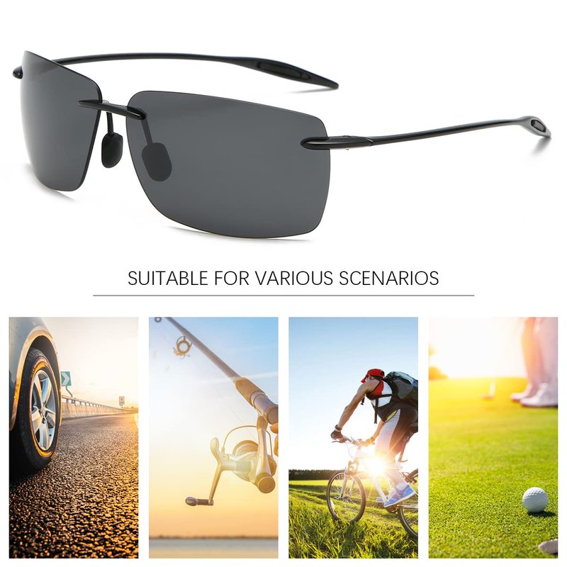 PEEPAI Polarized Sunglasses for Men and Women, Lightweight and Durable Sports Sunglasses with UV Protection for Driving Fishing Golf - Black