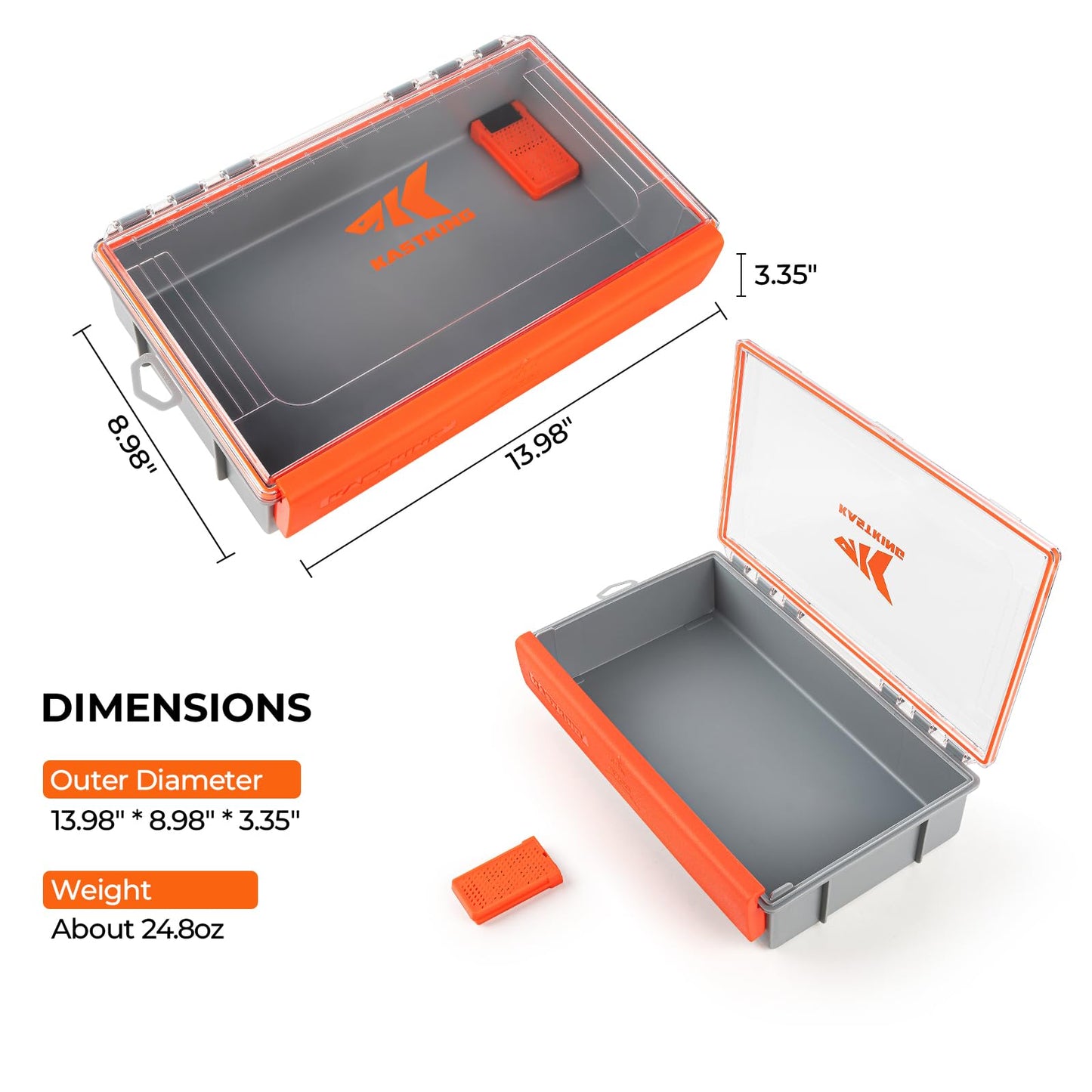 KastKing HyperSeal Waterproof Tackle Box, 3700 Deep Tackle Trays, Fishing Tackle Box Organizer With Exterior Stickers, Fishing Gear & Fishing Accessories Storage
