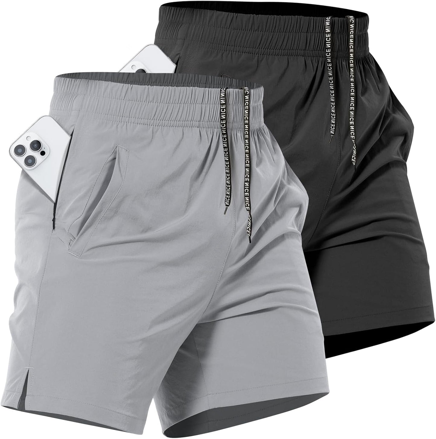 2 Pack Mens Athletic Workout Shorts 7 Inch Quick Dry Gym Shorts with Pockets, Sports Tennis Running Shorts for Men
