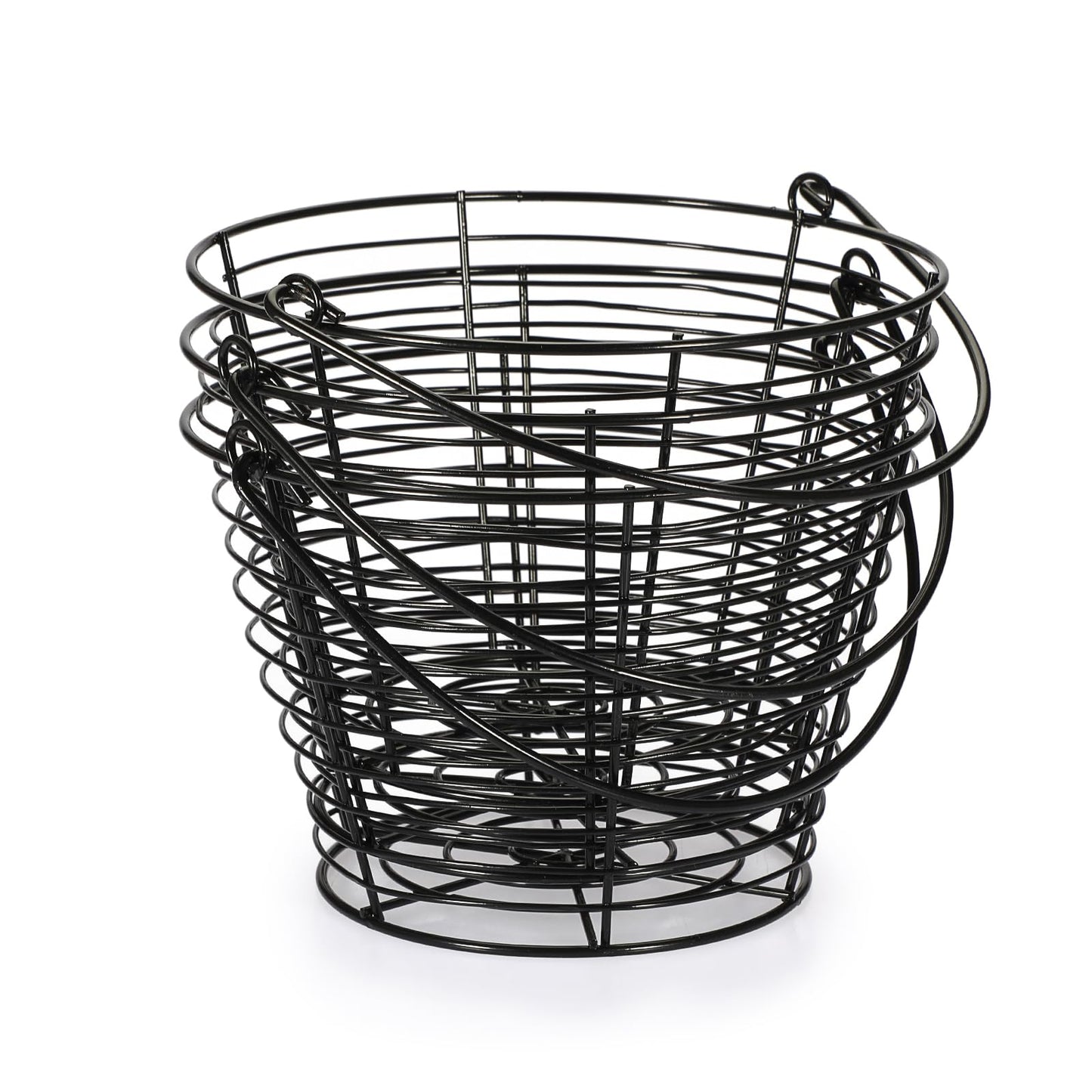 OGANAZI 3 PCS 8" Black Round Wire Egg Baskets With Handle, Small Metal Egg Collecting Basket for Gathering Fresh Eggs, Chicken and Duck Eggs Hunting Basket Egg Holder Countertop