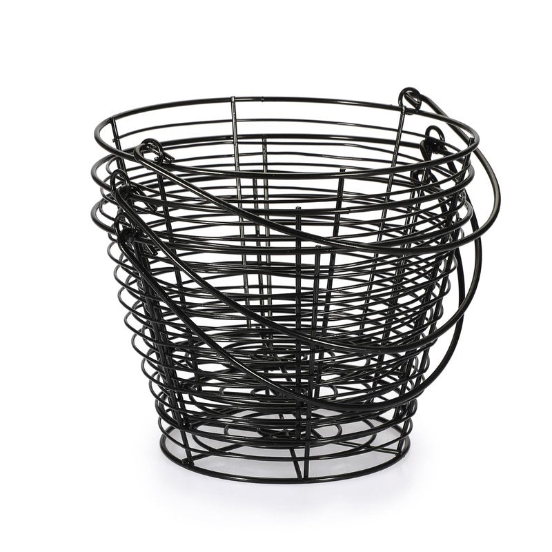 OGANAZI 3 PCS 8" Black Round Wire Egg Baskets With Handle, Small Metal Egg Collecting Basket for Gathering Fresh Eggs, Chicken and Duck Eggs Hunting Basket Egg Holder Countertop