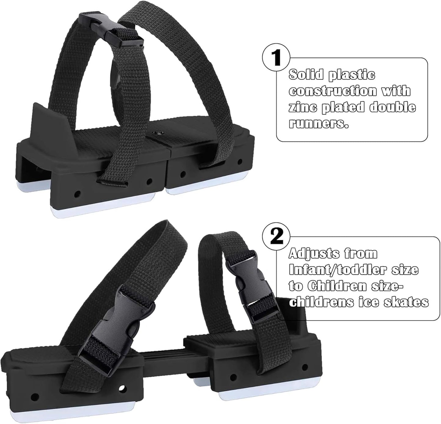 1 Pair Toddler Ice Skates- Adjustable Kids Ice Skates- Double Runner Ice Skates with Strap Fastening for Toddlers, Kids, Junior Skater