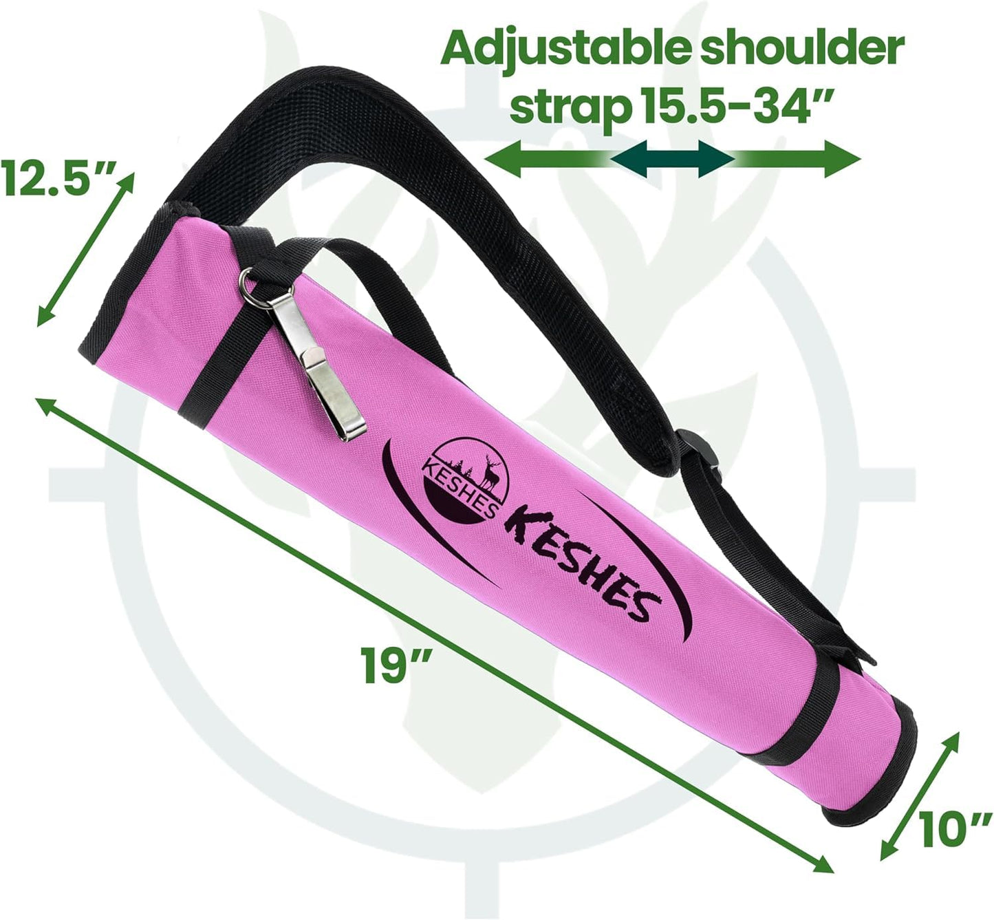 KESHES Archery Back Arrow Quiver Holder - Adjustable Quiver for Arrows with Shoulder Strap and Belt Clip - Ideal for Bow Hunting & Target Practice for Youth & Adults