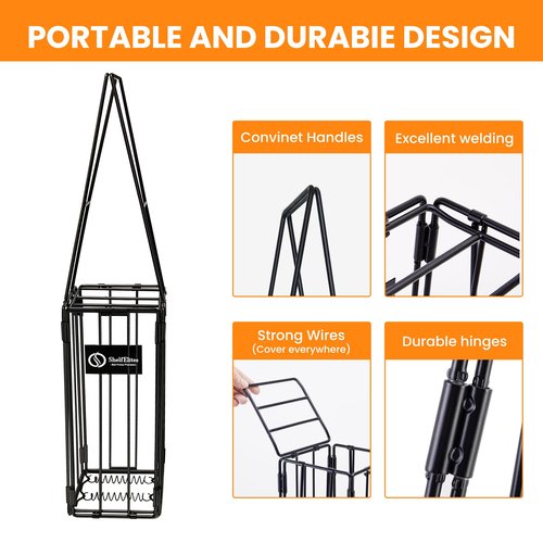 Foldable Tennis Ball & Pickleball Hoppers, Tennis Ball Picker Pick Up Basket for Picking and Storage, Sturdy Lightweight Structure Tennis Basket can Accommodate 16 pickleballs or 24 Tennis Balls
