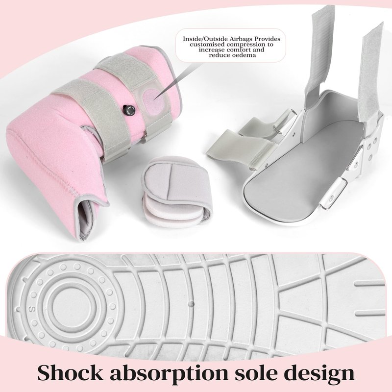 Medibot Medical Grade Fracture Boot - Adjustable Walking Cast for Foot & Ankle Injuries Secure Support for Broken Foot or Severe Sprain,Women's Medium,Grey & Light Pink,Fits women's Shoe Size 7-10''