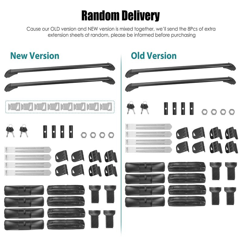 43" Universal Roof Rack Cross Bars, Upgraded Aluminum Lockable Crossbars with Extendable Window Frame & Dual Security Keys. 165lbs Max Load for Bare Roof Cars/Trucks/SUVs