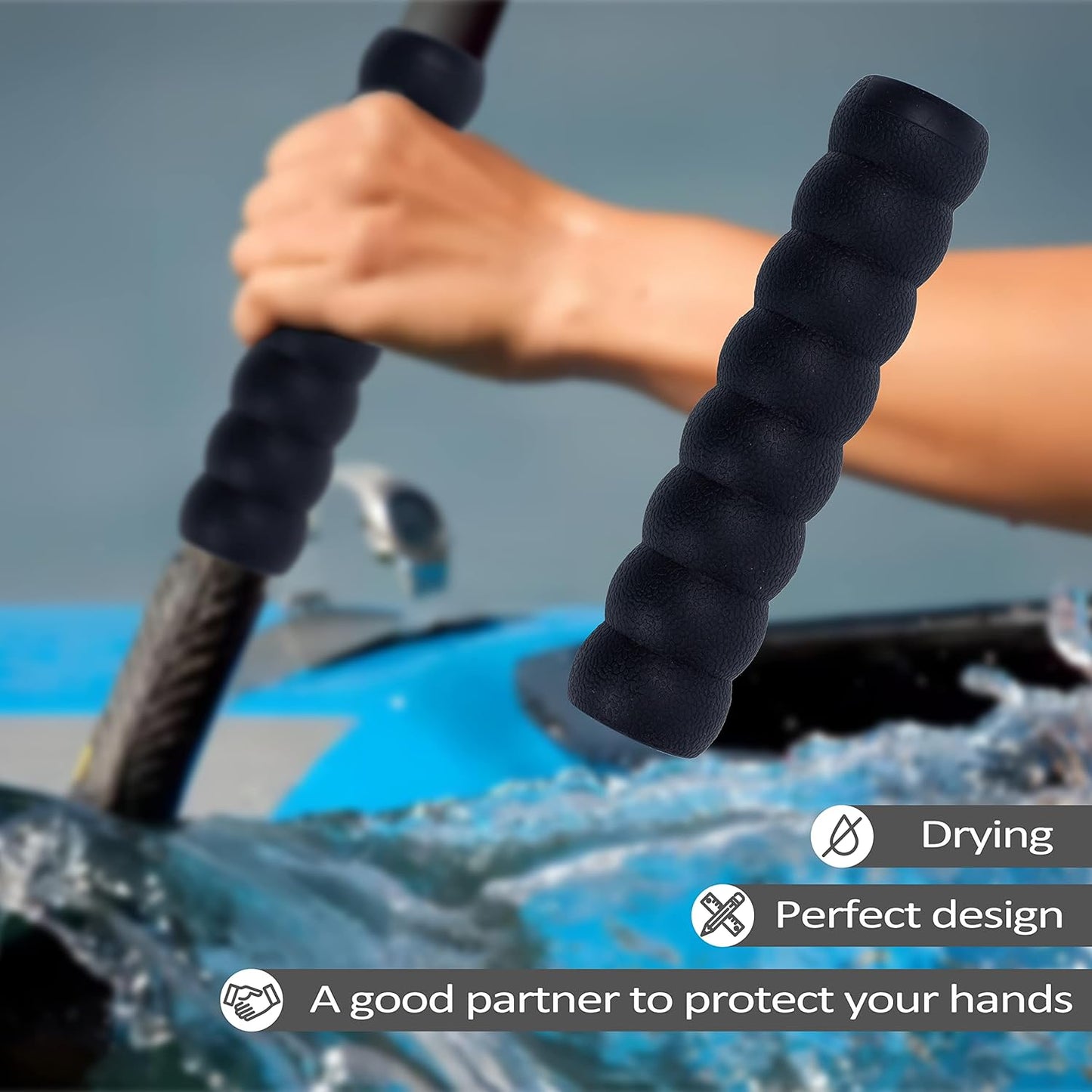 Kayak-Paddle-Grips-2-Pack - No-Slip Oar-Grip for Take-Apart Paddles,Blister Prevention Kayaking Accessories(Diameter 30mm/1.18 inches)