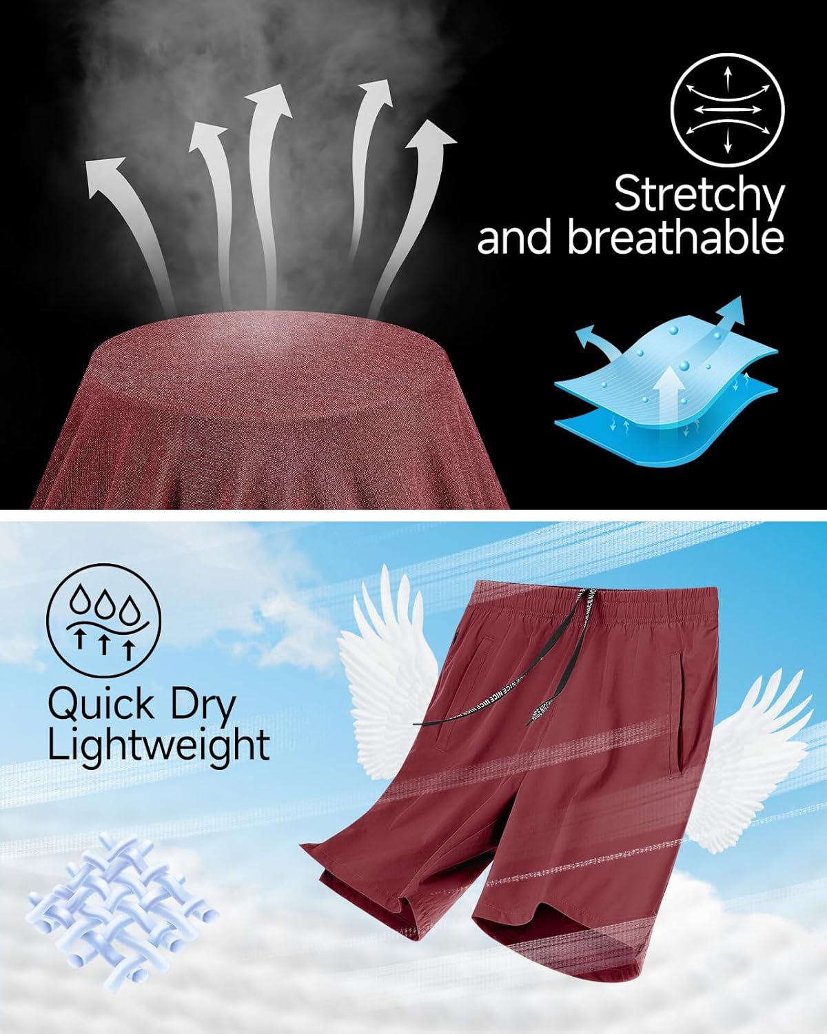 2 Pack Mens Athletic Workout Shorts 7 Inch Quick Dry Gym Shorts with Pockets, Sports Tennis Running Shorts for Men