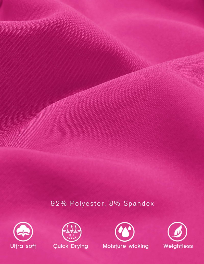 PINSPARK Summer Running Shorts Women Athletic Workout Gym Short Quick Dry Elastic High-Waist Sports Shorts with 2 Pockets and Panty Liner, Hot Pink, Medium