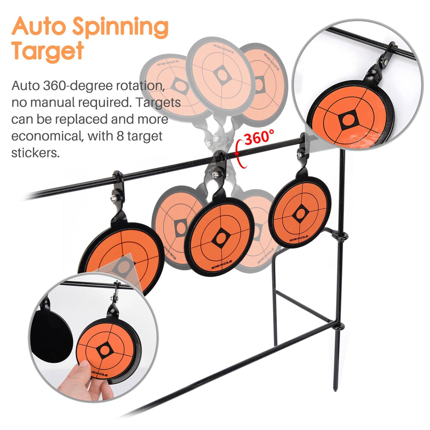 Ideagle BB Gun Targets for Backyard, Heavy Metal Auto Spinning Targets for Shooting, Airsoft Target Pellet Gun Targets for .177 .20 Caliber
