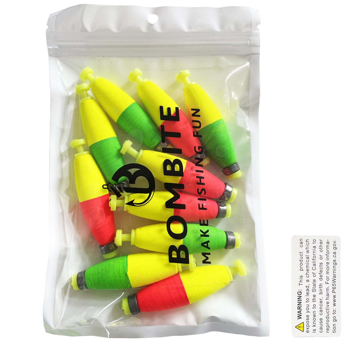 Bombite Weighted Bobbers for Fishing Floats EVA Foam Snap-on Fishing Bobbers for Crappie Bluegill Panfish Trout Catfish Bass 10 Packs 2.5in