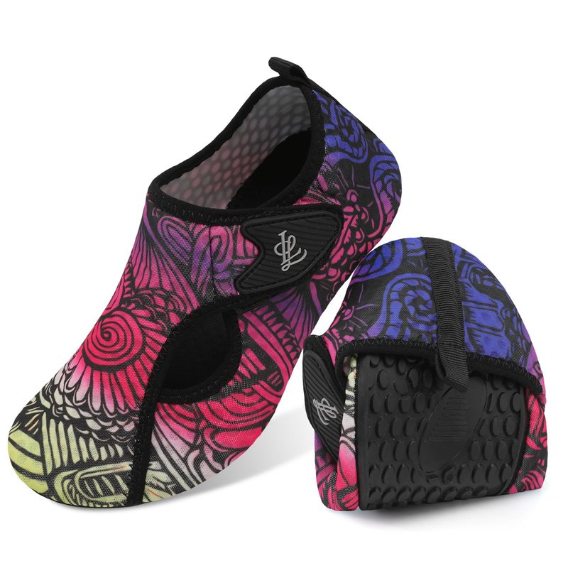 LeIsfIt Water Shoes for Women Men Swim Beach Barefoot Shoes Quick Dry Aqua Socks for Pool Diving Lake Surf, Color Pattern, 8-9 Women/7-7.5 Men