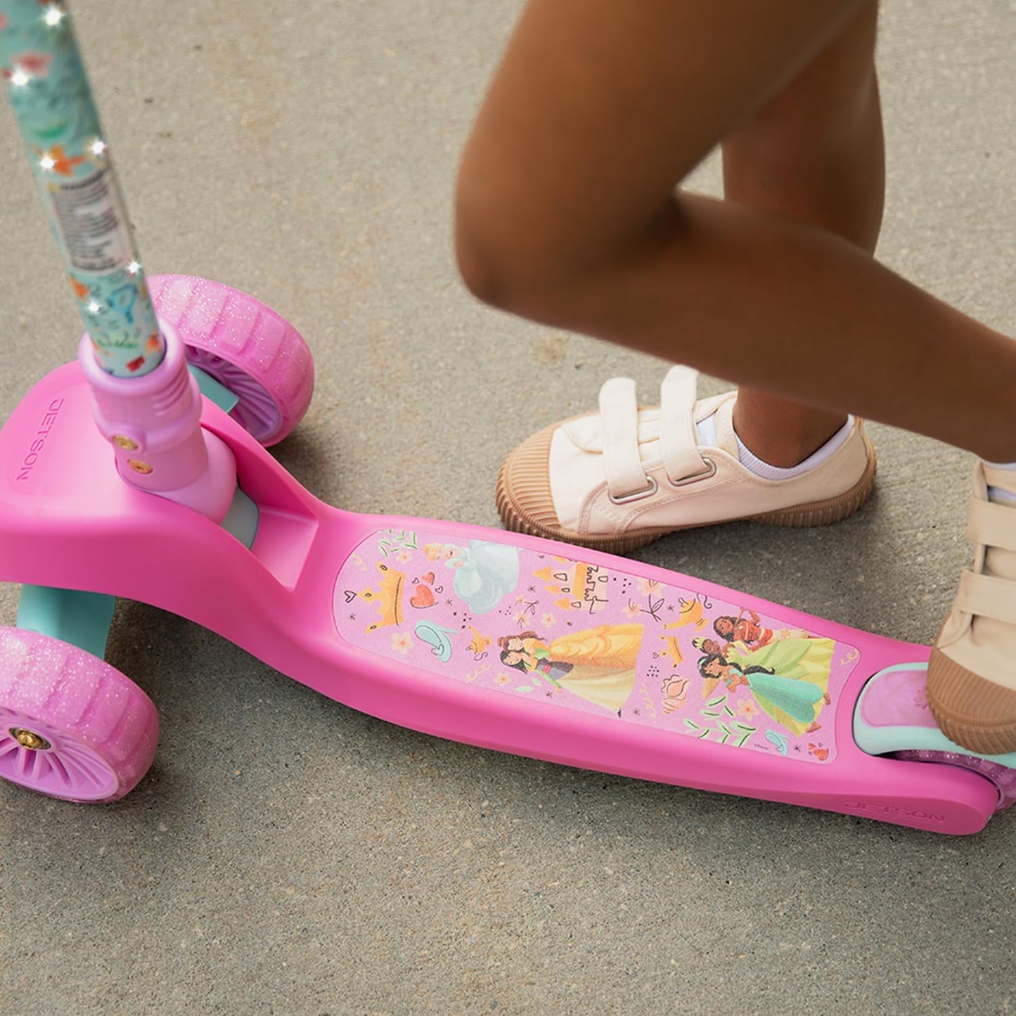 Jetson Character Kids Kick Scooter, LED Lights on Stem & Light-Up Wheels, Lightweight Frame, Height-Adjustable Handlebar, Lean-to-Steer System, Easy-Fold Mechanism