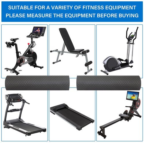 2PCS Non-Slip Mat Rowing, Rowing Machine Bike Mat for Carpet & Hardwood Floors, Exercise Bike Mats for Exercise Equipment (Two Pieces:30 * 12 inch)