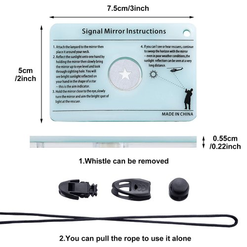Jetec 2 Pieces Survival Reflective Mirror 2 x 3 Inch Send Remotely PFD Mirrors Outdoor Survival Technologies Small Signal Mirror for Backpacking