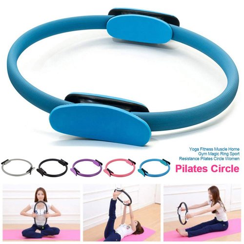 Yoga Pilates Ring Dual Grip Magic Circle - Adjustable Fitness Exercise Ring for Core Strength, Toning & Rehab, Non-Slip Lightweight Body Workout Tool Kit for Home Gym, Yoga, and Pilates (BU)