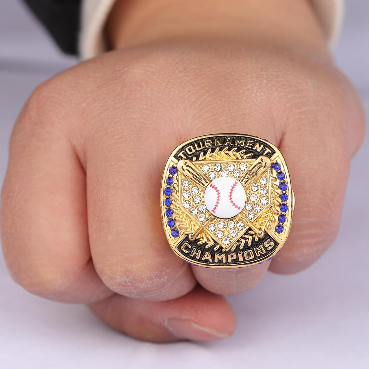 12 pcs Pack Baseball Tournament Options Championship Ring Trophy on Side Size 9