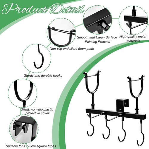 Metal Tree Stand Gun Holder, Rustproof Tree Stand Gun Rest with 6 Organize Hooks Treestand Rifle Holder Hunting Equipment Treestands Accessories for Climbing Stand Men Hunting Gift, Easy Clamps On