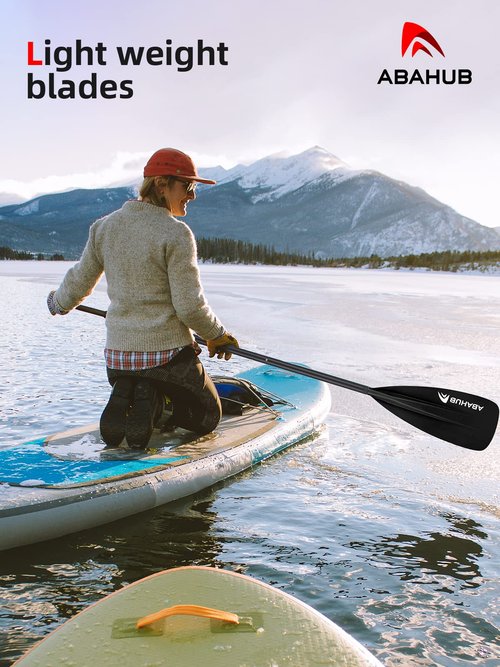 Abahub SUP Paddles - 3 Piece Adjustable Stand up Paddle - Lightweight Oar for Paddleboard, Aluminum Alloy PU Coated Shaft 68" - 84", Black Plastic Nylon Blade