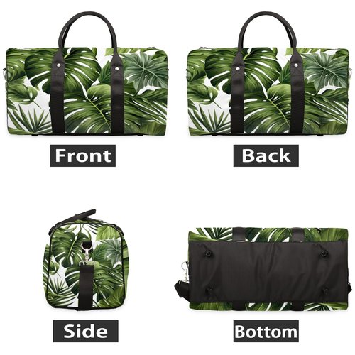 Zestdesign Green Palms Leaf Travel Duffle Bag for Women Men Gym Duffel Foldable Bag Waterproof Weekender Tropical Plants Duffle Tote