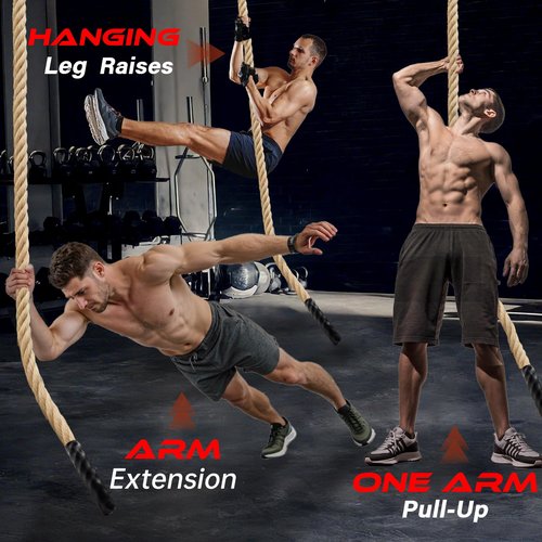Climbing Rope Gym Workout - 20FT Heavy Duty Jute Thick Ropes for Adults Strength Training Outdoor Tree Swing Indoor Home Fitness Exercise - 1.5 Inch