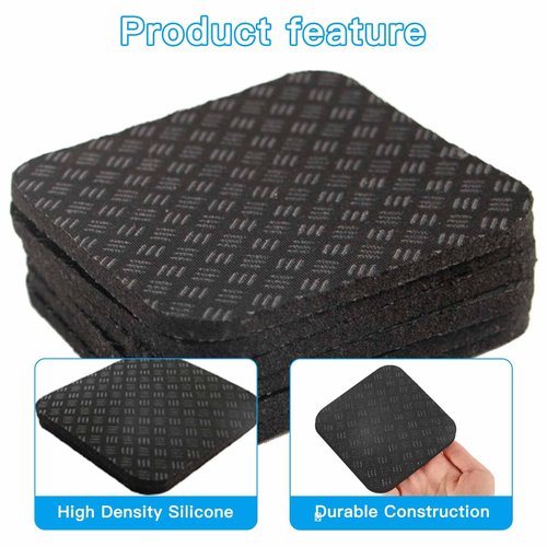 6PCS Non-Slip Treadmill Mat Pads, 4x4 Inch High Density Silicone Exercise Equipment Mat - Double-Sided Anti Vibration Pad for Treadmill, Walking Pad, Exercise Bike, Floor Protection (Square, 6 PCS)