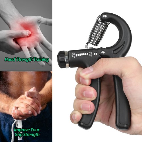 NIYIKOW Grip Strength Trainer, Hand Grip Strengthener, Adjustable Resistance 22-132Lbs (10-60kg), Forearm Strengthener, Perfect for Musicians Athletes (Black, 1 Pack)