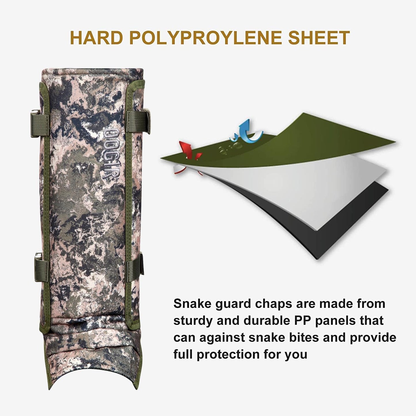 IceBlade Snake Gaiters, Waterproof Snake Bite Protection for Lower Legs, Adjustable Snake Guards, Durable Snake Proof Legging