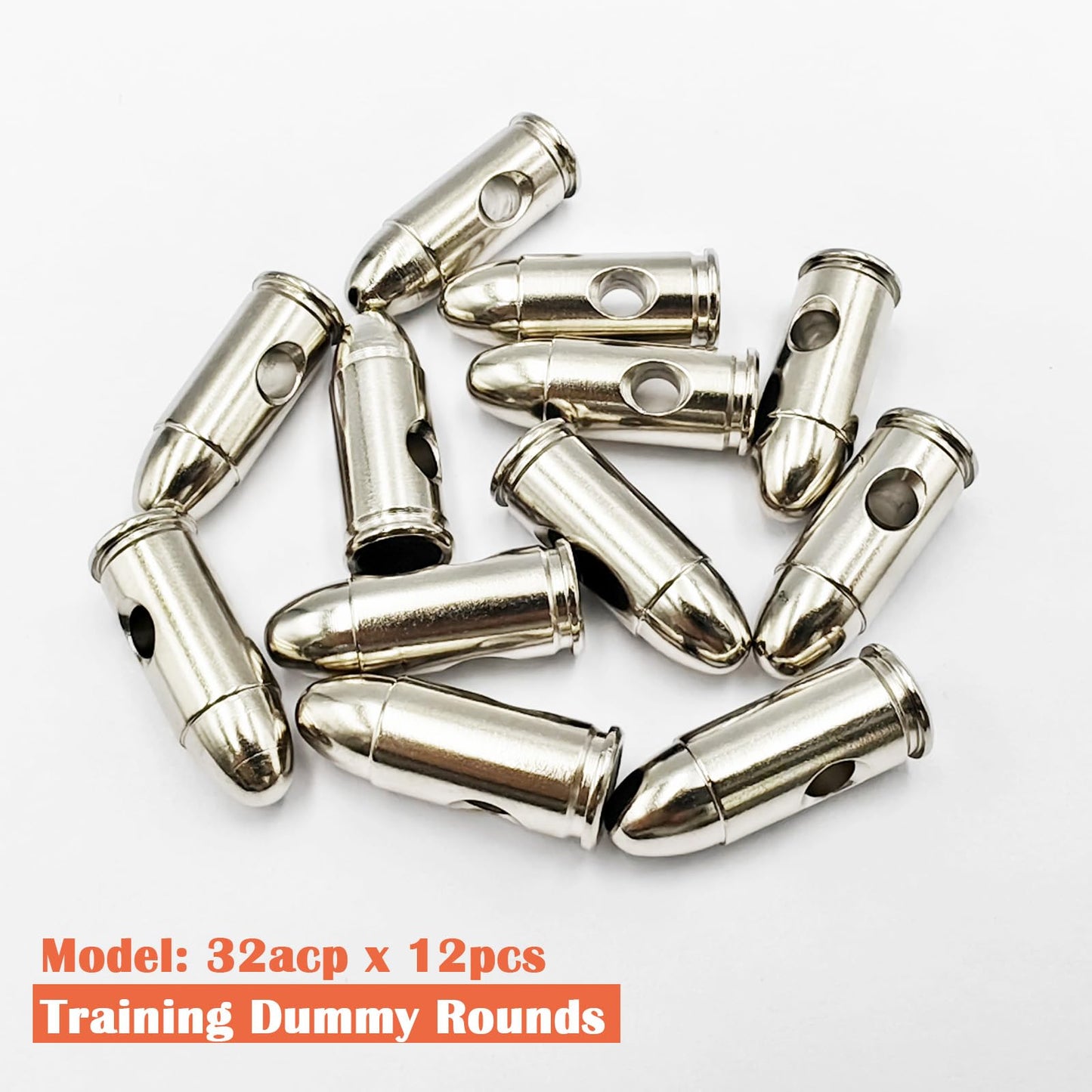 Bayattoo 32 ACP Steel Safety Practice Rounds Action Trainer 7.65×17mm Dummy Round Dry Fire Training Snap Cap (12pk)