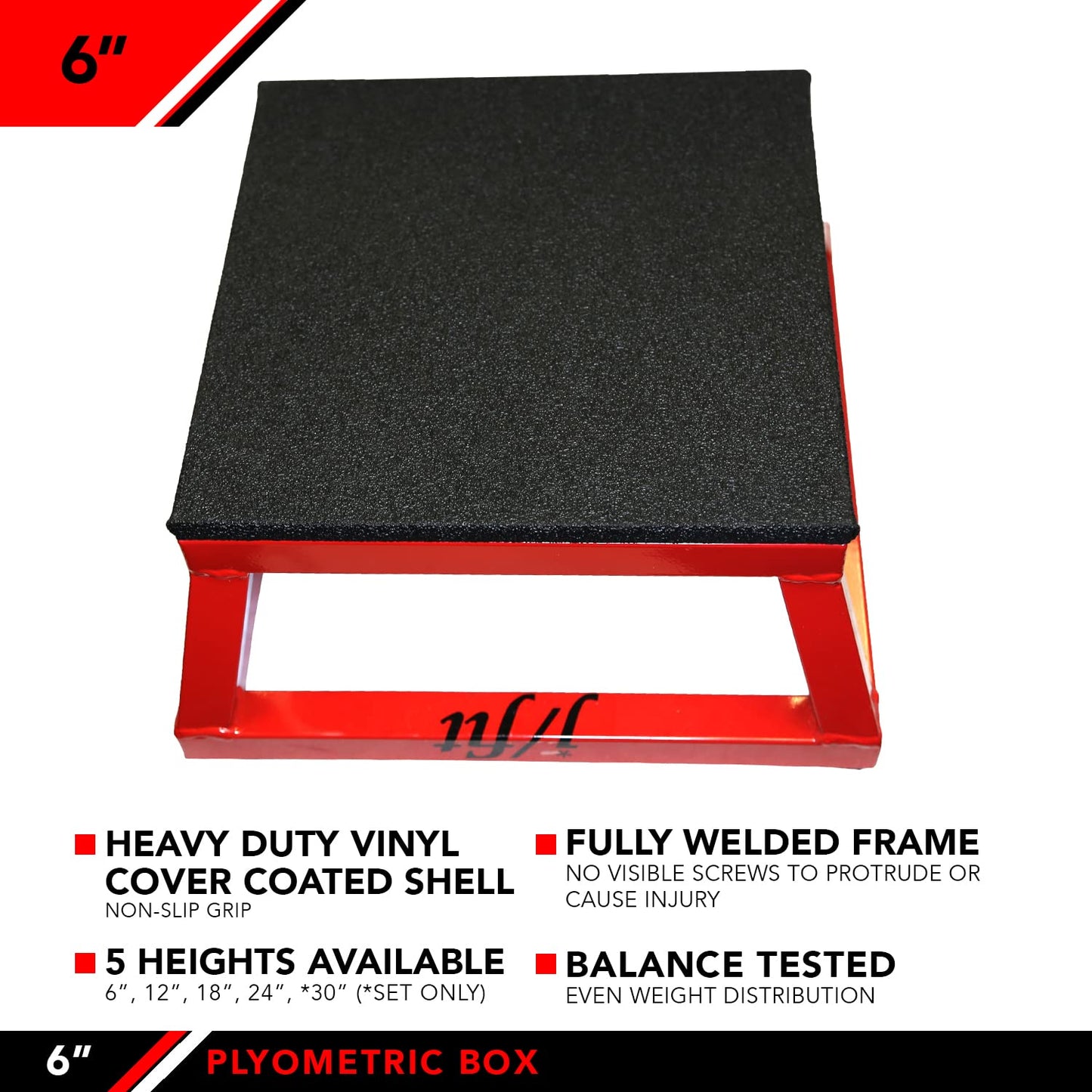 JFIT Plyometric Jump Box - 6", Red/Black