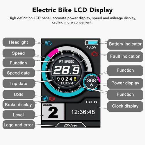 JAOCDOEN Electric Color Display Panel UKC1 Color Display LCD Display for Electric Scooter with Connector