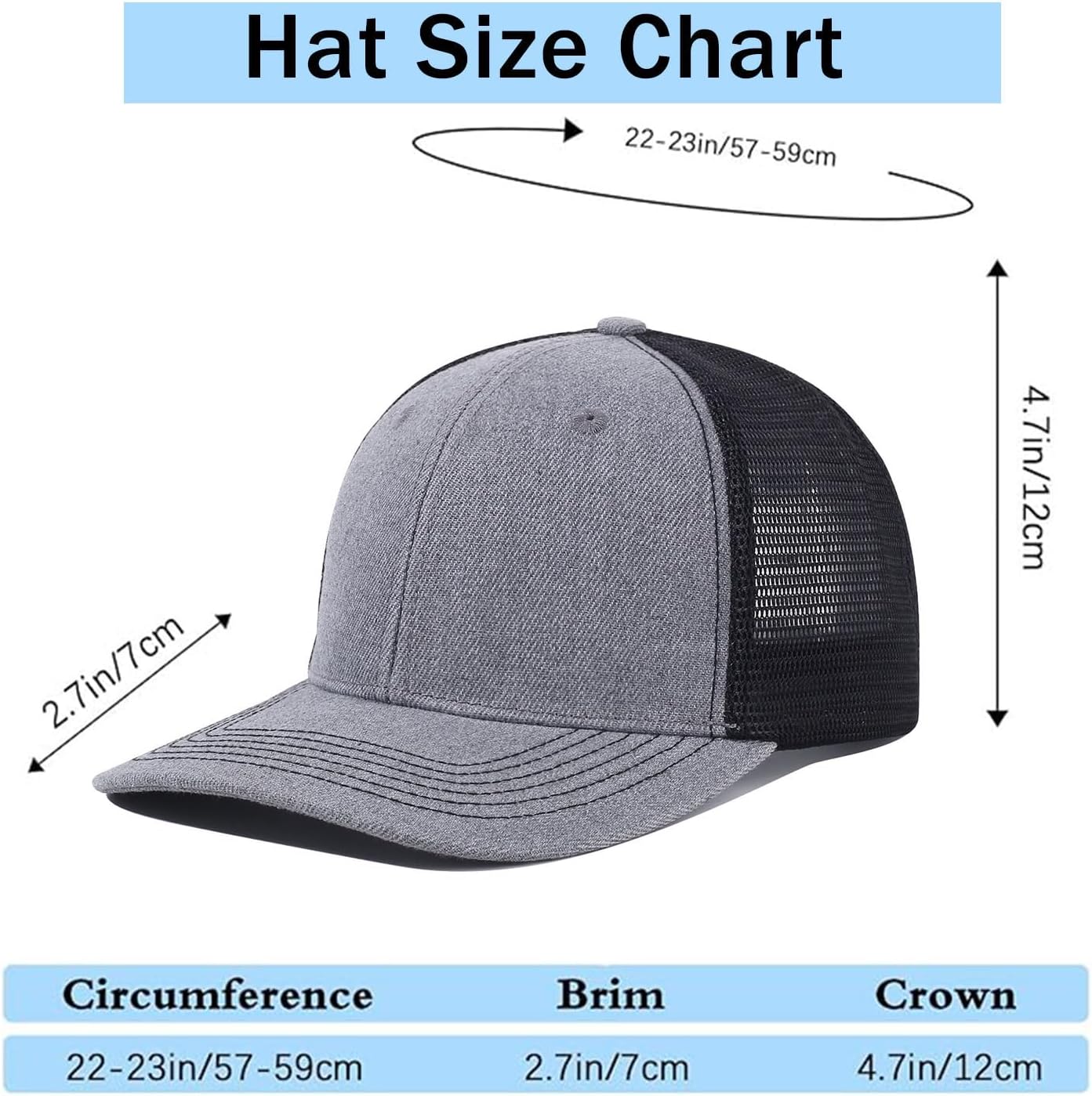 2-Pack Breathable Mesh Snapback Trucker Hats, Adjustable Baseball Caps for Men Women, Cotton-Poly Twill Outdoor