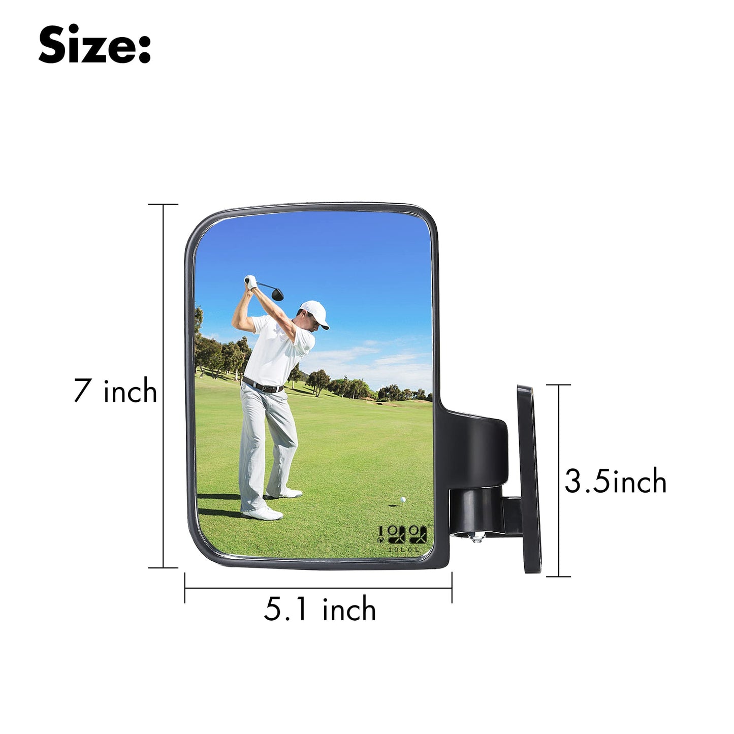 10L0L Golf Cart Side Mirrors Compatible with Yamaha Club Car EZ-GO and Others Round or Square Tube Golf Cart Roof Bracket, No-drilling Required