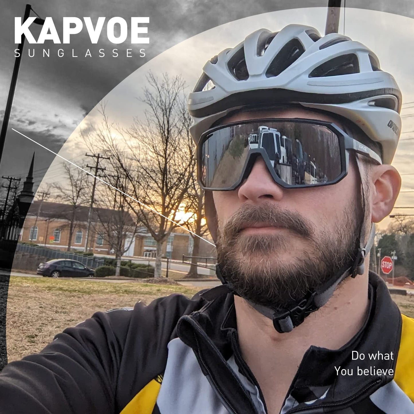 KAPVOE Polarized Cycling Glasses Sports Sunglasses, UV400 Running Fishing Baseball Glasses for Men Women K62