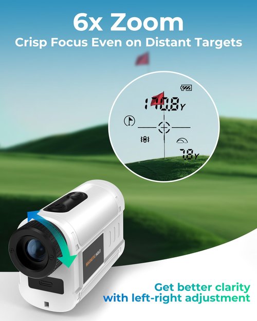 Golf Rangefinder with Slope, CIGMAN 1312 Yards Range Finder Golf, External Color Display, Flag Lock Vibration, 6X Magnification, Rechargeable Laser Range Finder with Magnetic, Ideal Golf Accessories
