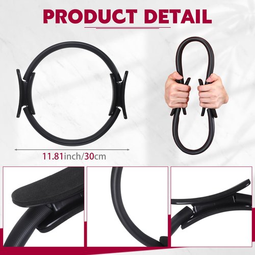 Syhood 6 Pcs Pilates Ring 11.81 Inch Pilates Circle Yoga Ring Magic Lightweight Flexible Workout Equipment for Fitness Physical Therapy Resistance Exercise Arms Legs(Black)