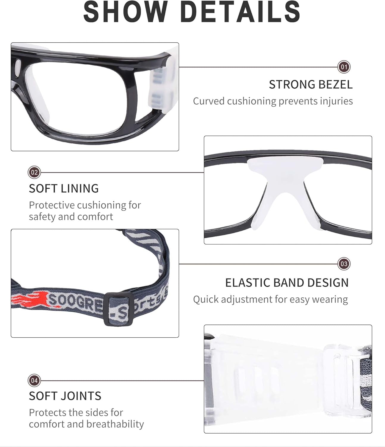 "N/A" Sports Goggles Glasses Men Racquetball Basketball Football Eyewear Protective Glasses Shock Collision Lens Replaceable