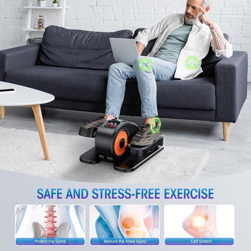 BAOKALER Under Desk Elliptical Machine, Ellipse Leg Exerciser for Seniors Fully Assembled, Quiet & Portable Electric Seated Pedal Exerciser with 15Adjustable Speeds & Remote Control