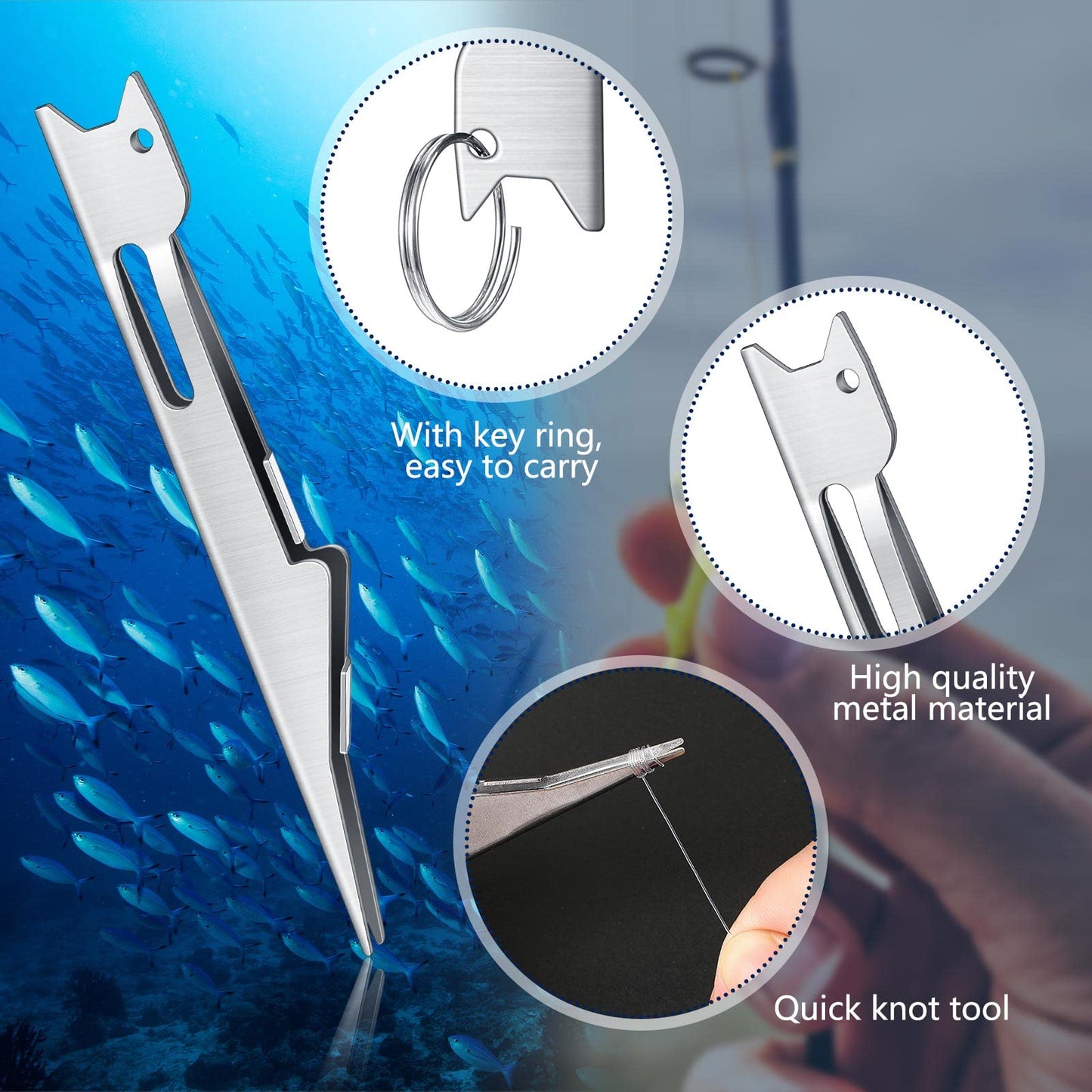 3 Pcs Fishing Line Knot Tyer Quick Tie Fishing Knot Tying Tool Fly Nail Knot Tool Fly Angler Accessories Fly Tying Equipment for Hooks Lures Lines Men, Silver