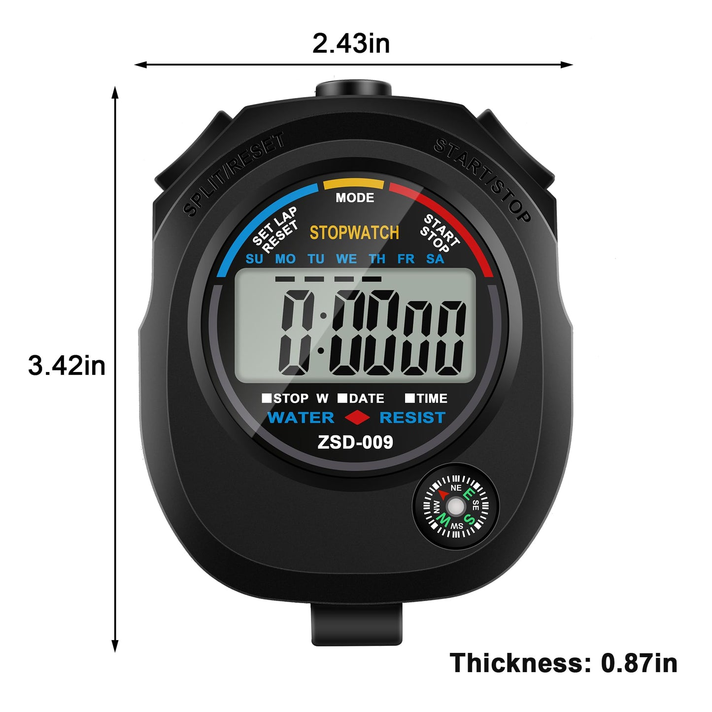 2 Pack Digital Stop watch Timer with 2 Whistle Set | Waterproof Stopwatch with Large Display Date, Time & Alarm | Sports Stopwatch for Swimming, Running and Fitness | Perfect for Coaches | Black