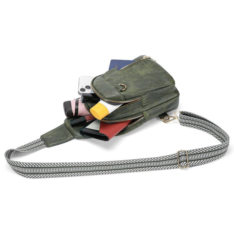 GAEKEAO Sling Bag for Women Vegan Leather Crossbody Bags Travel Fanny Packs Small Shoulder Purse Chest Bag Backpack Gifts