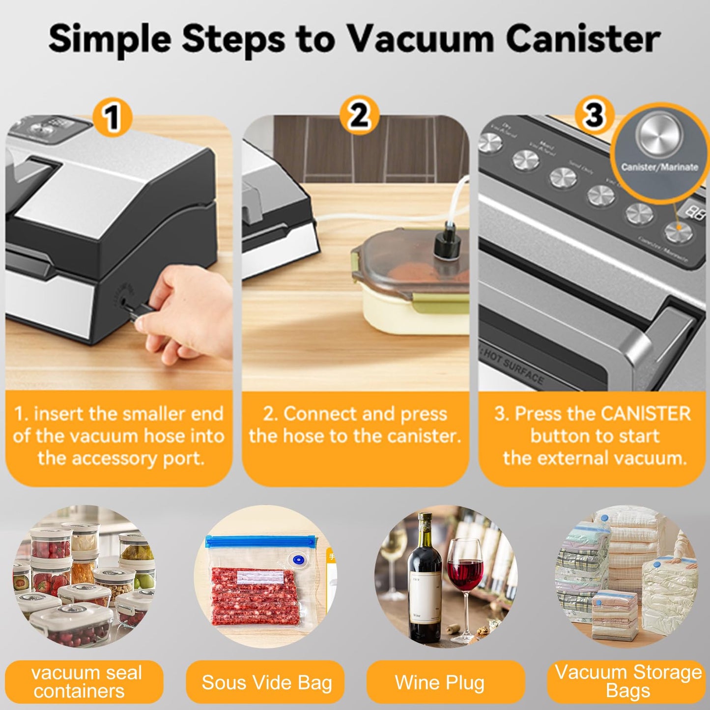2025 VacApex Food Vacuum Sealer Machine, Compact Stainless Steel Vacuum Sealer for Food with Built-in Cutter & Storage, Strong Suction, One-Touch Operation, Double Heat Seal, Moist & Dry Mode