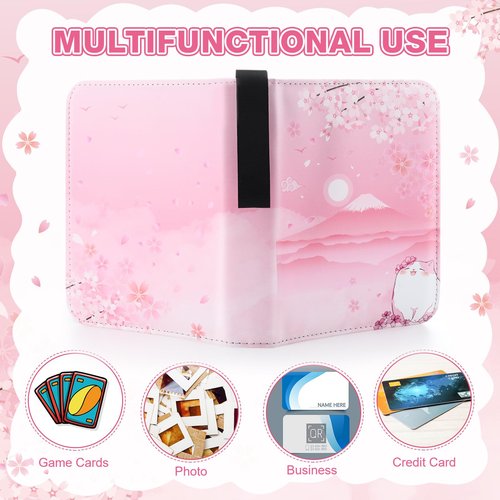 Aliceset Card Binder for Girls Gifts 4 Pocket with 55 Sleeves 440 Cards Collectible Trading Binder Case Cute Album Holder Book for Game Sports Collection Organizer Supply(Sakura Cat)