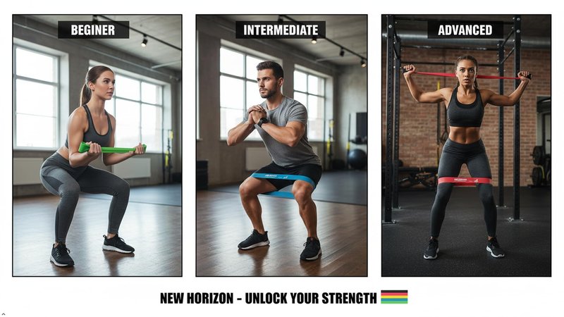 New Horrizon Resistance Bands for Working Out Set of 5 with Carry Bag, Resistance Loop Exercise Bands for Strength Training, Physical Therapy & Pilates, Home Gym Workout Equipment for Men & Women
