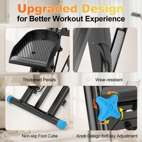 FitNexus Foldable Stair Stepper Machine for Home Gym - 350LB Capacity Cardio Climber with LCD Monitor, Non-Slip Pedals & Handbar - Compact Vertical Stepping Exercise Equipment for Legs & Glutes