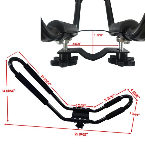 FDB J Cross Bar 2 Pairs = 4 PCS Universal Kayak Canoe Top Mount Carrier Roof Rack Boat SUV Truck Van Car with 4 pcs Tie Down Straps